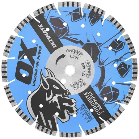 Ox Tools Ultimate Concrete/Asphalt 14'' Diamond Blade 12mm with 15mm undercut Segment - 1" - 20mm bore OX-UB12-14